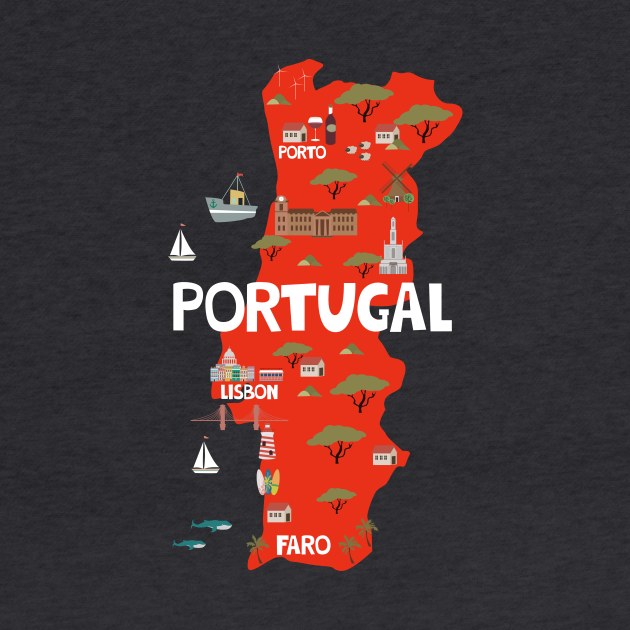 Portugal Illustrated Map by JunkyDotCom